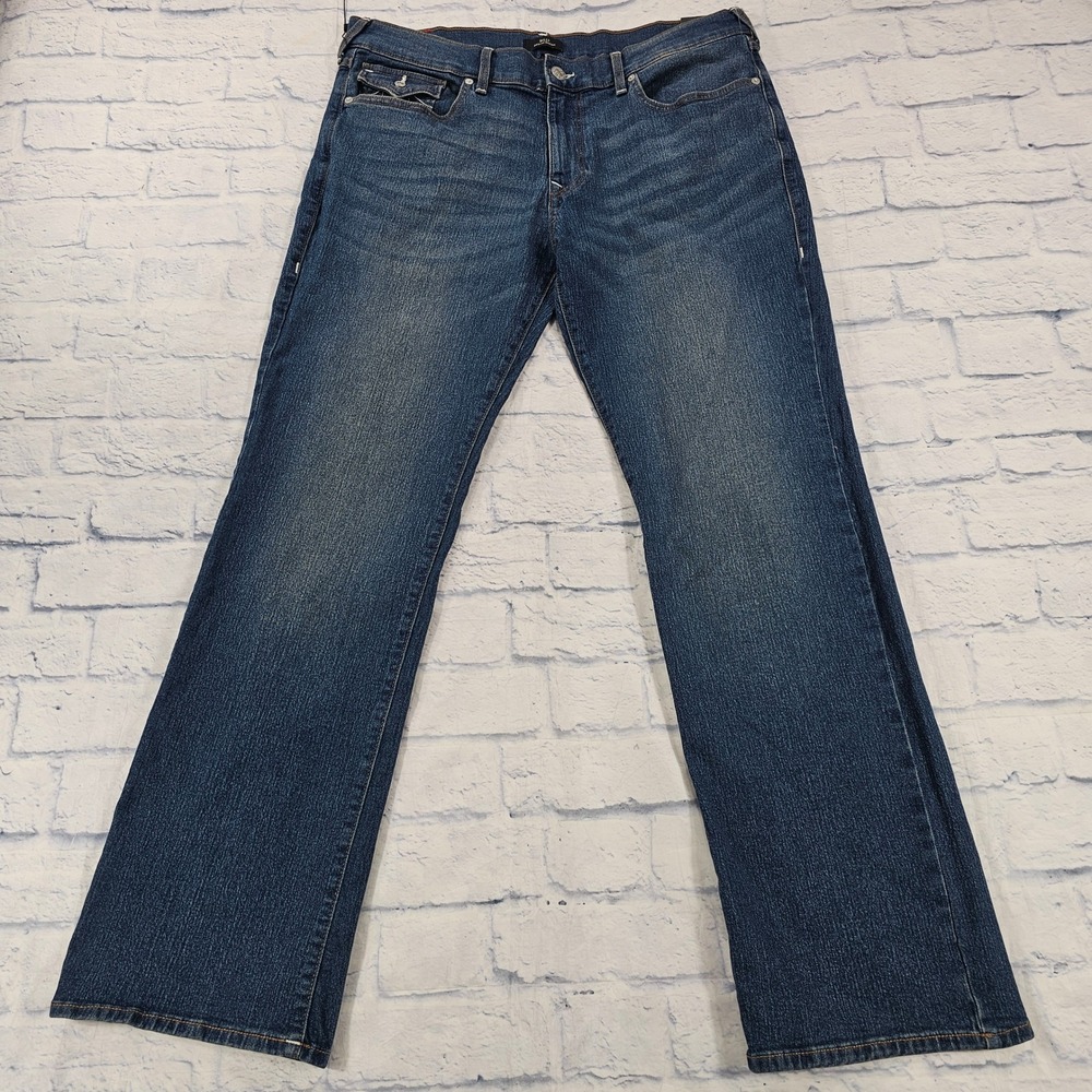 True Religion Billy Relaxed Bootcut Jeans MENS 38x33.5 Blue Dark Wash Denim